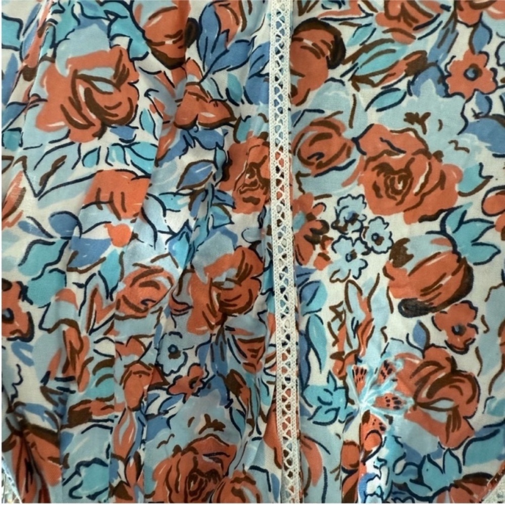 Poupette St Barth Floral Joe Maxi Dress in Blue and Orange - Picture 4 of 6